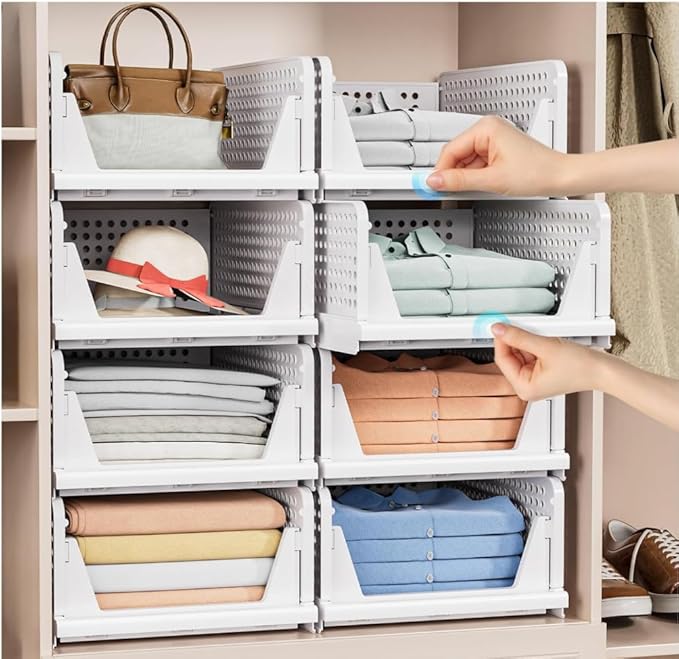 caktraie 4 Pack Stackable Closet Storage Basket - Image 6