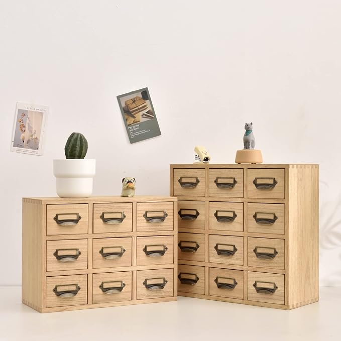 KIRIGEN Wood Drawer Organizer Desktop Storage Cabinet Box Drawers - Image 9