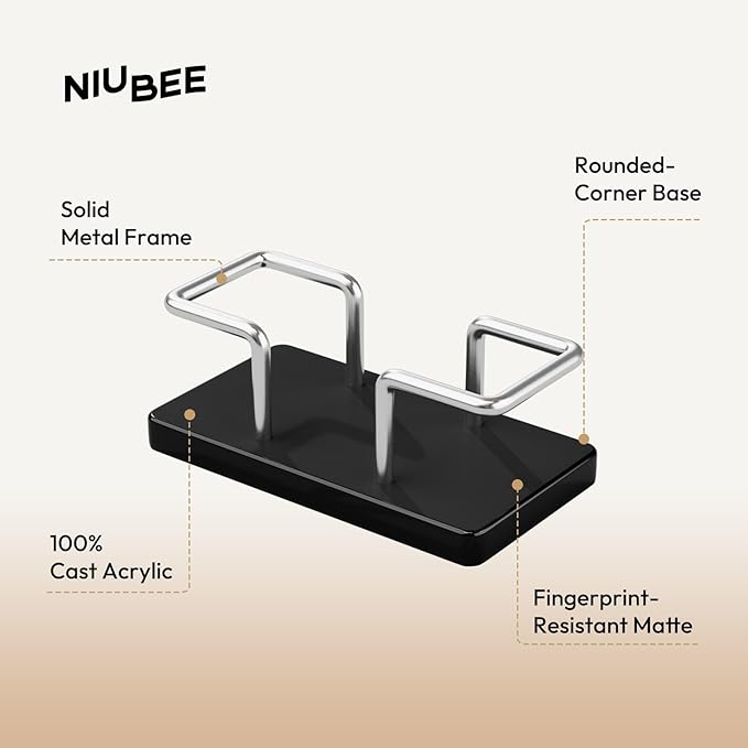 NIUBEE Acrylic Business Card Holder: Metal Business Card Display Stand for Desk - Frosted Name Card Organizer for Office, Reception, Desktop (Silver) - 2pack-DeskLoop Office