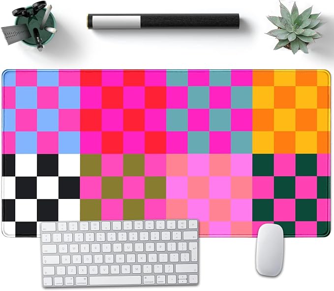 Checkered Desk Mat Pink Desk Matt - Image 9