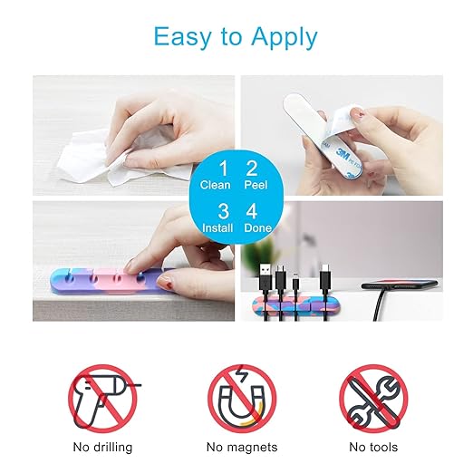 INCHOR Cable Organizer, Cord Organizer Cable Management, Cable Clips USB Cable - Image 5