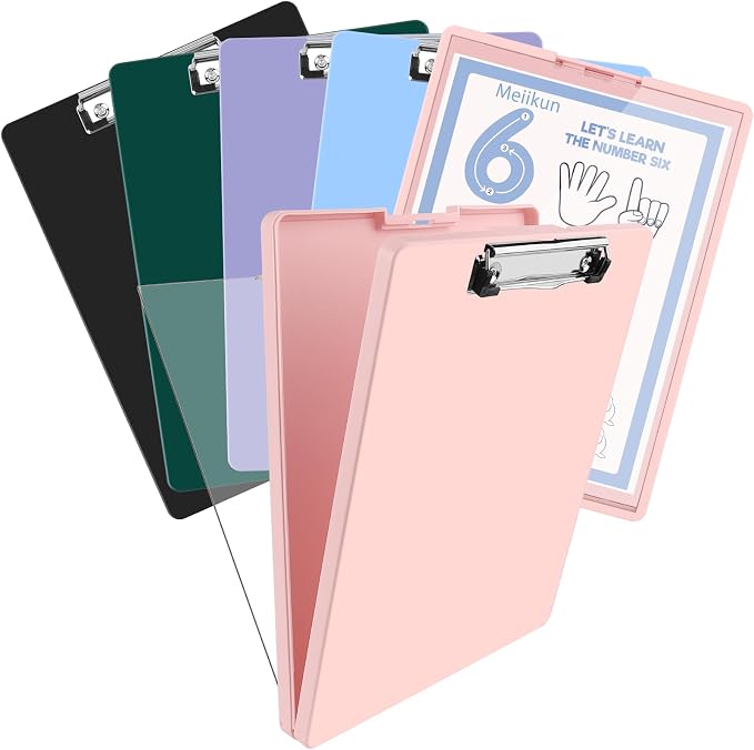 Meiikun Clipboard with Storage, Plastic Clip Boards 8.5x11 Folder with Clear by Meiikun