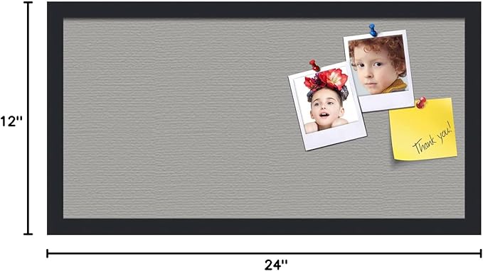 PinPix 24x12 Inch Cork Bulletin Board. This Decorative Framed Pin Board Comes with Dark Stone Design and a Satin Black Frame. Ideal for Home Office Decor or Message Board (PinPix-1808)-DeskLoop Office