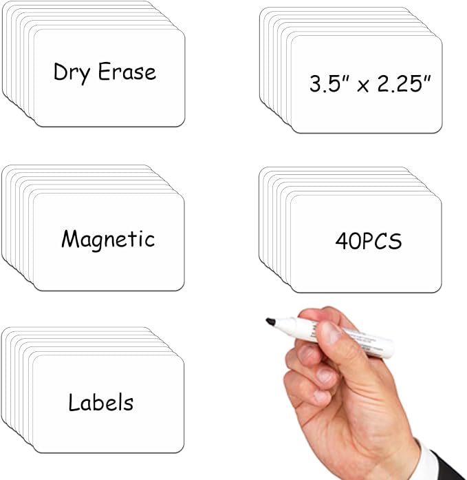2.25x3.5 Label Magnets Dry Erase Card, Magnetic Labels by MagneticPictureFrameandMagneticLabels