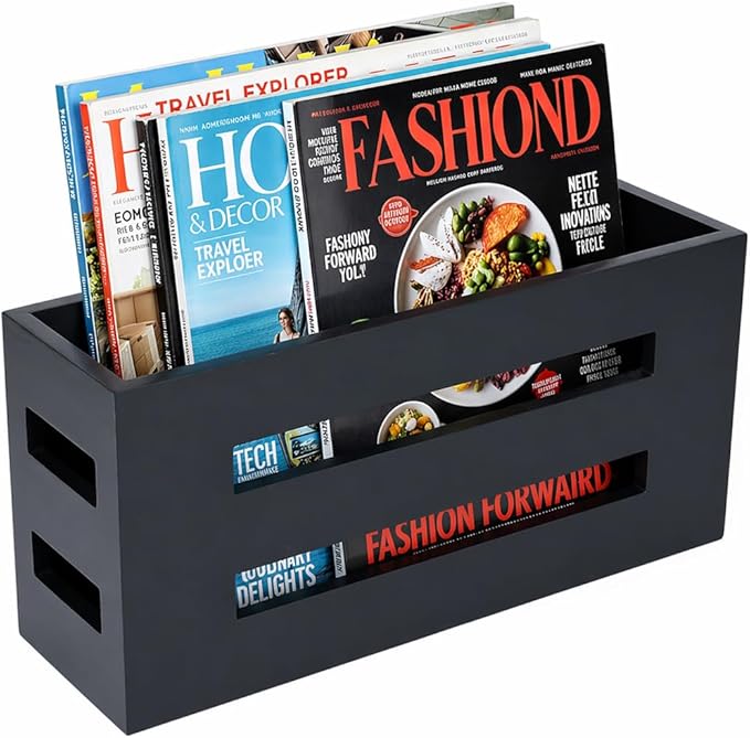 Magazine File Holder, Standing Wooden Magazine Rack, Desk Folder Organizer by Unknown
