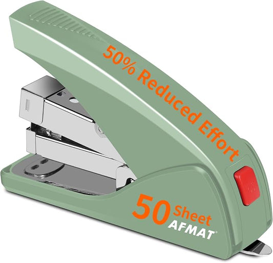 AFMAT Effortless Stapler for Desk, 50 Sheet Capacity, Low Force, Built-in by AFMAT