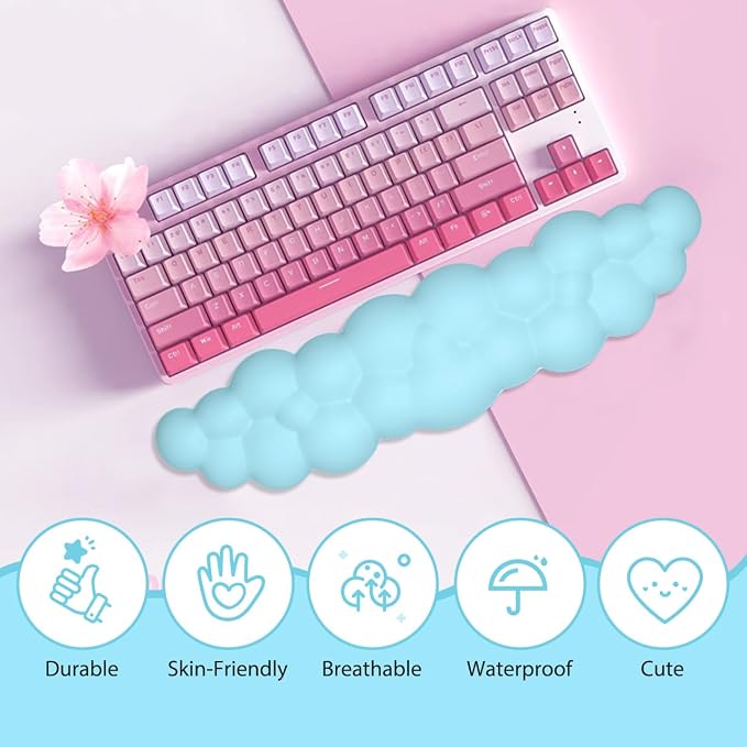 JIKIOU Upgrade Leather Cloud Keyboard Wrist Rest, Cloud Wrist Rest - Image 4