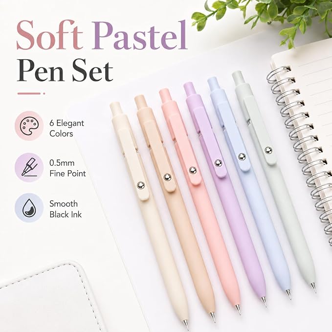 ACEES 6Pcs Gel Pens 0.5mm Fine Point Black Ink Pens - Image 3