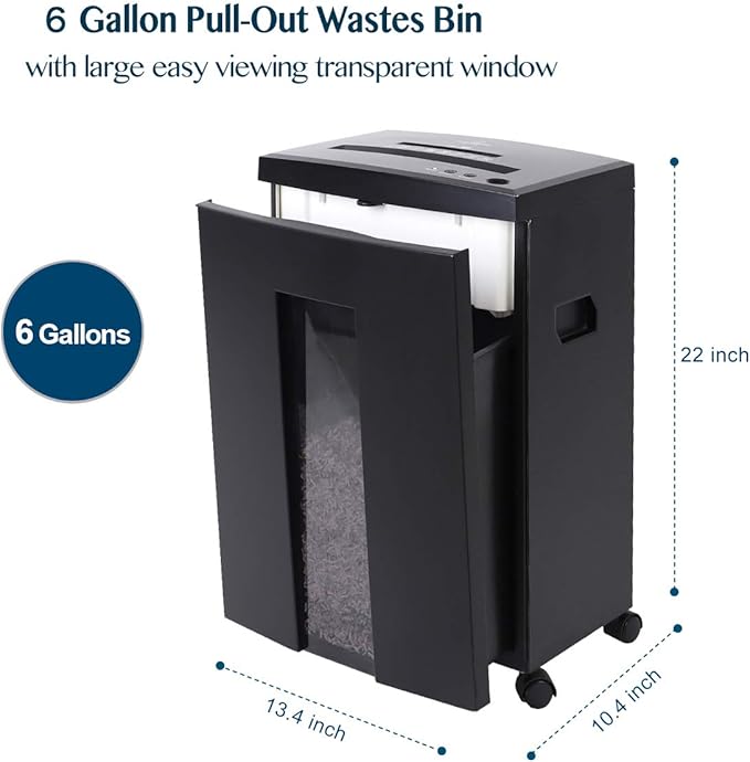 WOLVERINE 10-Sheet Super Micro Cut High Security Level P-5 Heavy Duty Paper/CD/Card Ultra Quiet Shredder for Home Office by 60 Mins Running Time and 6 Gallons Pullout Waste Bin SD9112 (Black ETL)-DeskLoop Office