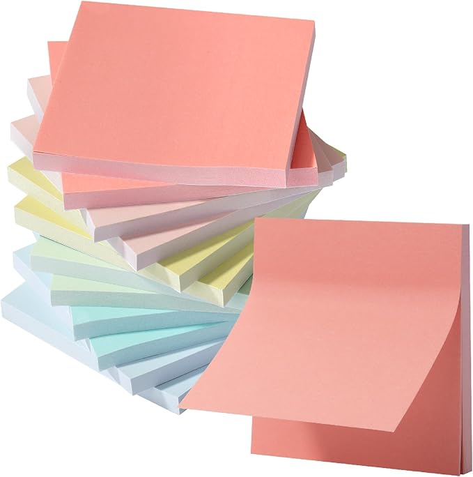 Mr. Pen- Sticky Notes, 3”x3”, 12 Pads, 600 Sheets, Macaroon Colors Sticky Notes, Sticky Note, Self-Stick Note Pads, Back to School Supplies-DeskLoop Office