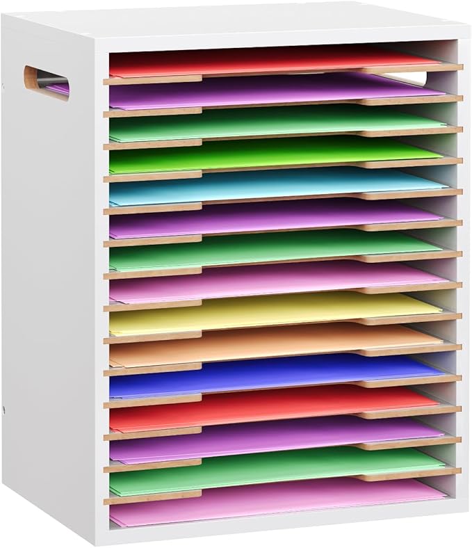 8.5x11 Scrapbook Paper Organizer Wood, 15 Tier Desk File Organizer by ToBeAce