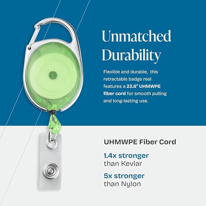 5 Pack Id Badge Holder with Clip – Transparent Green Badge Reels with Id - Image 4