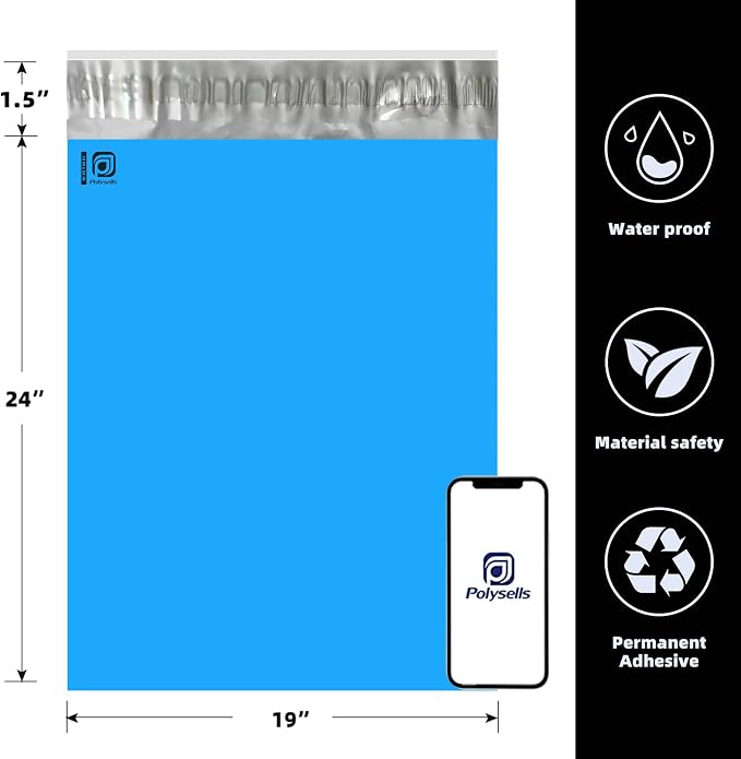 POLYSELLS 400 pcs 19x24 Inches Blue Poly Mailers Shipping Envelopes, Strong - Image 2