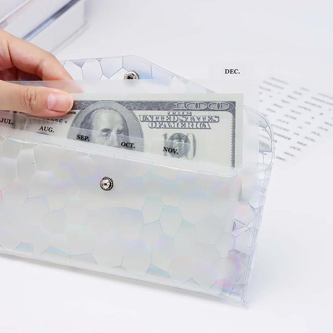 Cash Envelope Wallet 6-Tab Divider Pockets Cash Stuffing Envelopes Glitter PVC - Image 5