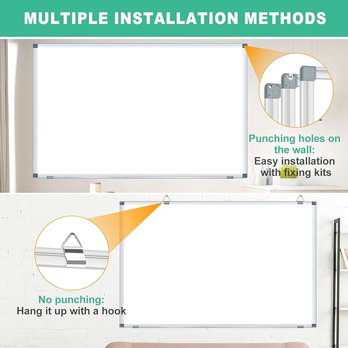 H-Qprobd White Board Dry Erase Boards for Wall 5' x 3' Magnetic Whiteboard - 60"x36" Aluminum Presentation Large Whiteboard with Long Pen Tray, 6 Markers, 2 Erasers &12 Magnets-DeskLoop Office
