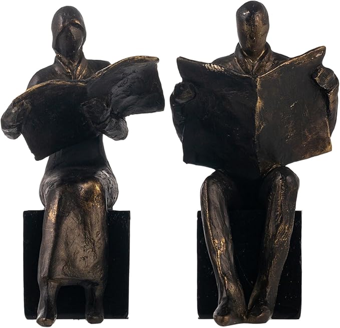 Lukitas Decorative Newspaper Reader Bookends, Heavy Duty Book Holder Non-Slip - Image 9