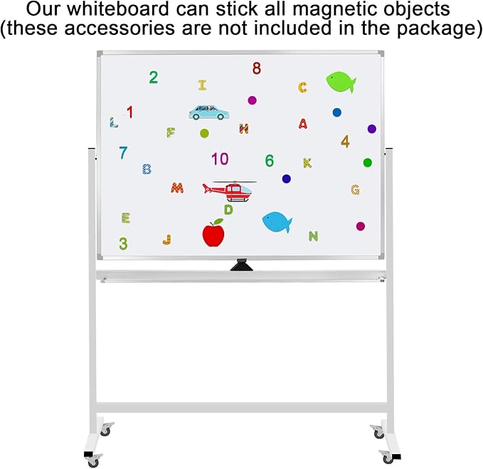 Double-Sided Mobile Whiteboard Magnet Dry Erase Board on Wheels - Image 3