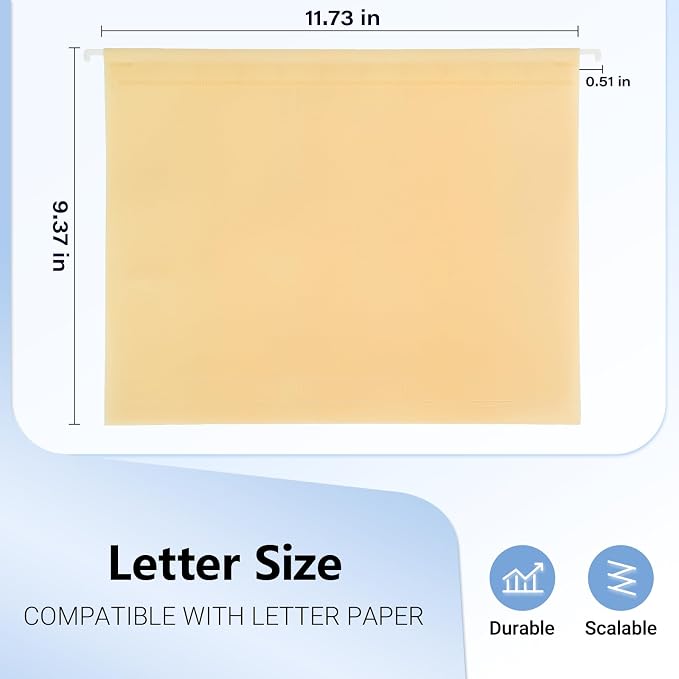 Plastic Hanging File Folders, 24 Pack Manila Hanging Folders，Letter Size - Image 3