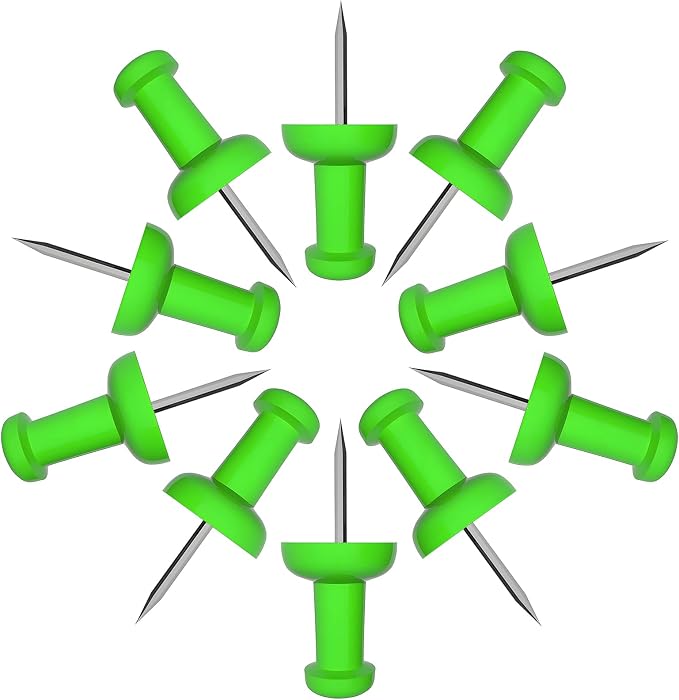 VAPKER Push Pins Tacks 120Pcs Solid Green Thumb Tacks Larger Size Pin Map Tacks by VAPKER