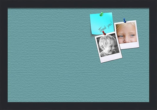 PinPix 18x12 Inch Cork Bulletin Board. This Decorative Framed Pin Board Comes with Aqua Pastel Design and a Satin Black Frame. Ideal for Home Office Decor or Message Board (PinPix-1806)-DeskLoop Office