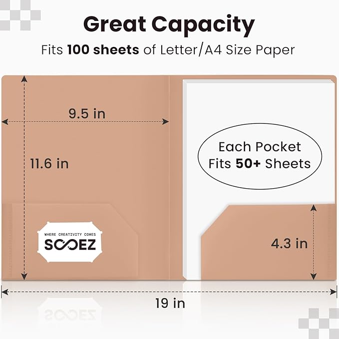 Sooez 6Pack Folders with Pockets, Pocket Folders with Extra Labels, Plastic - Image 4