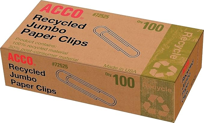 ACCO Recycled Paper Clips, Smooth Finish, Jumbo Size, 100 per Box, 10 Boxes per - Image 5