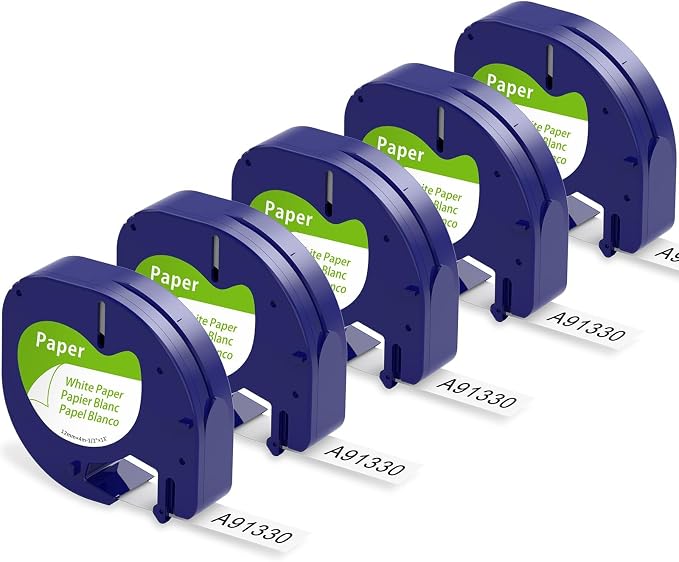 5x Replace for Dymo Label Maker Refills White Paper Letratag 12mm Compatible by AONOMI