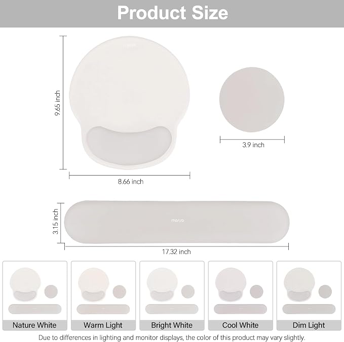 MOSISO Wrist Rest Support for Mouse Pad&Keyboard Set, Circle Curved Ergonomic - Image 7