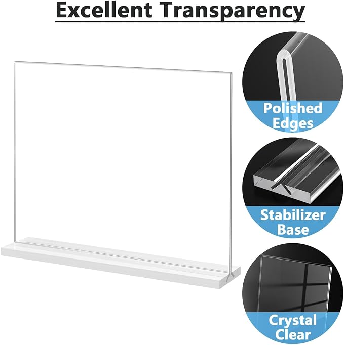 MaxGear Acrylic Sign Holder Horizontal Double Sided Display Stand 12 Pack | - Image 5
