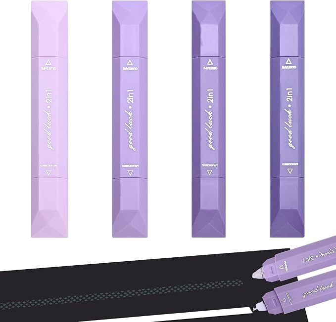 Temiary 4 Pcs 2 in 1 White Correction Tape and Double Sided Roller Set by Temiary