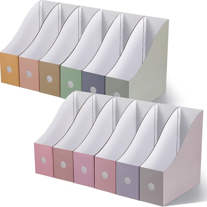 Colarr 12 Pack Cardboard Magazine Holders 12 Colors Magazine Storage Box by Colarr