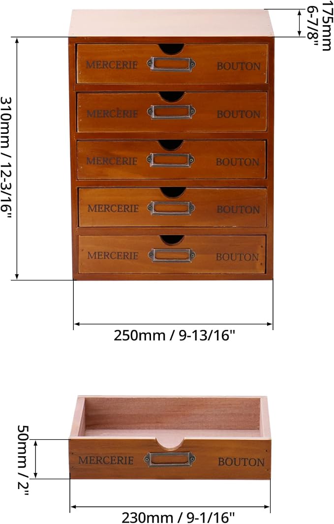 QWORK Vintage Wooden Home Office Desk Organizer - Image 3