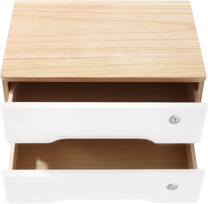 Lockable Desk Organizer Wooden Desktop Drawers Office Flat Files Storage Box - Image 4