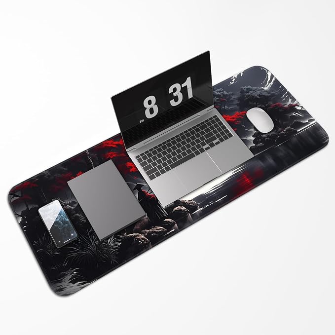 Japanese Dark Red Moon Gaming Mouse Pad, Extended Mouse Pad - Image 5