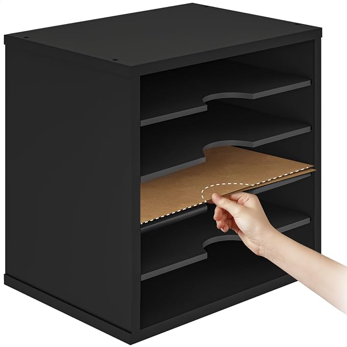 Ballucci 5-Tier File Organizer for Desk, Wooden Mail Sorter, Office Desk - Image 6