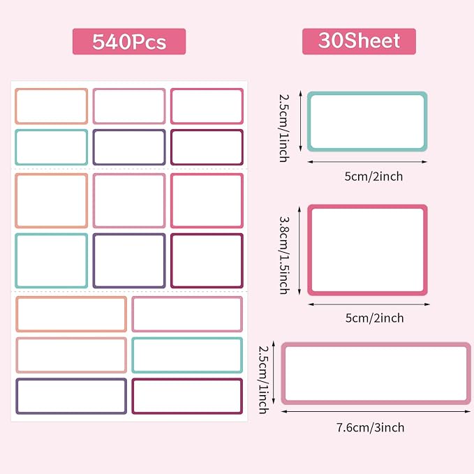 540Pcs Removable Labels, Colored Labels Stickers | Self-Adhesive Stickers - Image 3
