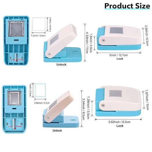 BAOFALI 2Pcs/Set Stamp Puncher 1.5x1.5inch &1x0.8inch Rectangular Postage Stamp - Image 2