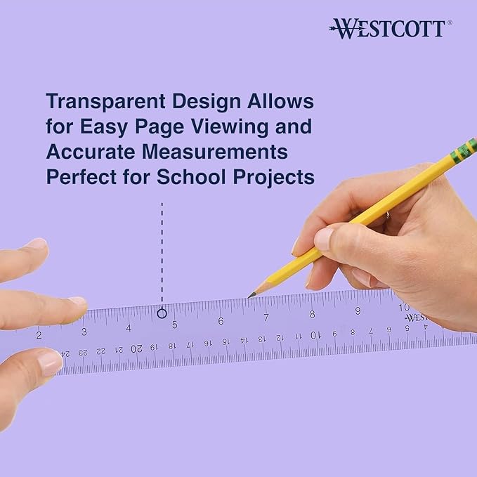 Westcott Acrylic Clear Rulers Set, Easy-to-Read Markings, Scratch-Resistant - Image 9