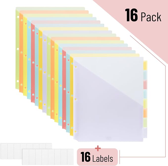Mr. Pen- Binder Dividers with Pockets and Tabs, 16 Pack | 3 Ring Binder - Image 2