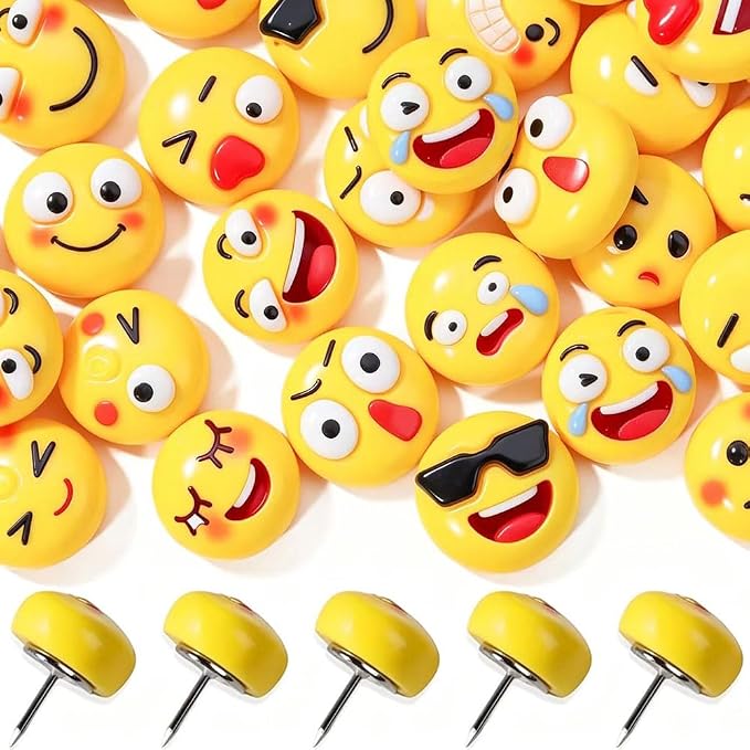 27pcs Decorative Funny Face Expression Fun Push Pins Cute Thumbtacks Thumb by Aoxsie