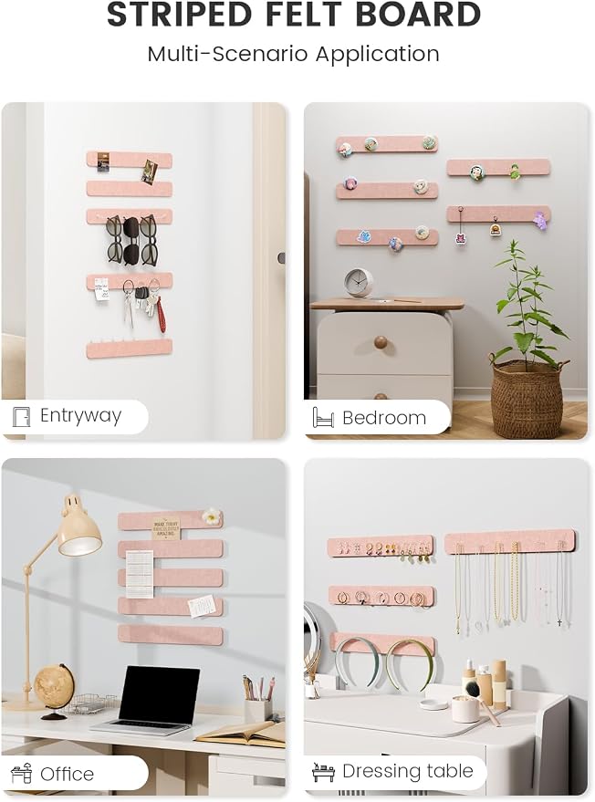 Fluxynara Cork Board Alternative Felt Strip Board 5-Pack 13"x2", Office Pin - Image 6
