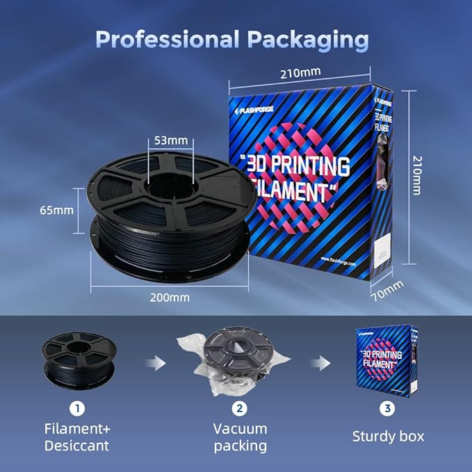 FLASHFORGE Carbon Fiber PLA Filament 1.75mm, Carbon Fiber Reinforced PLA 3D Printer Filament, 1KG Spool Dimensional Accuracy +/- 0.02mm, High Strength & High Abrasion-Resistance (PLA-CF Midnight Blue)-DeskLoop Office