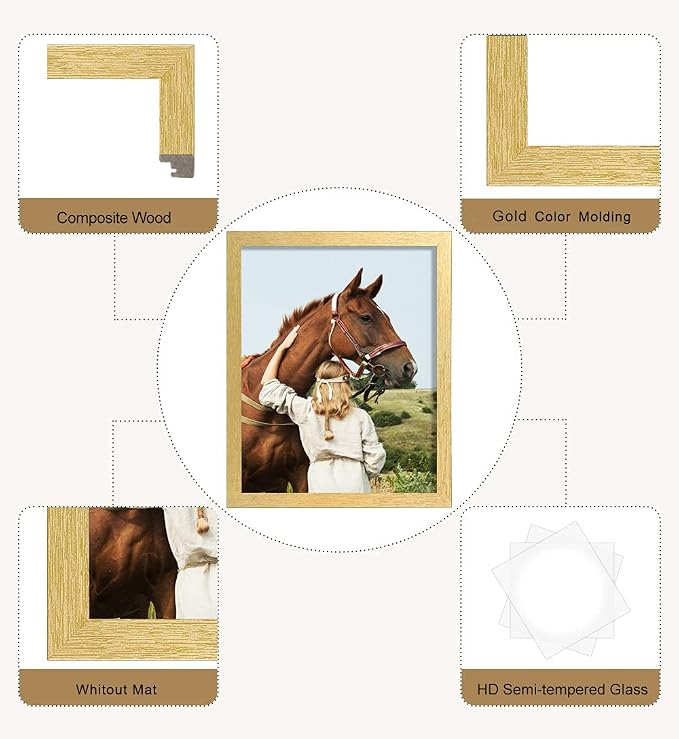 ELSKER&HOME 8x10 Picture Frame Gold Set of 6 Glass | Multi Photo Frames Collage - Image 5
