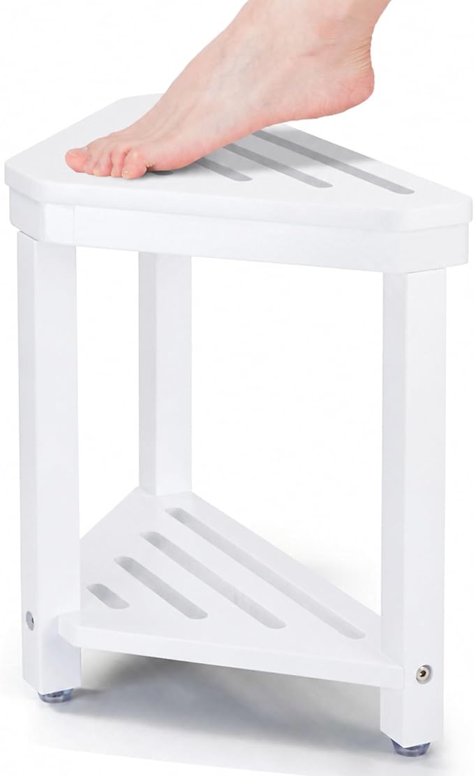 Boulphia Shower Foot Rest 14in, Acacia Wood Shower Stool by Boulphia