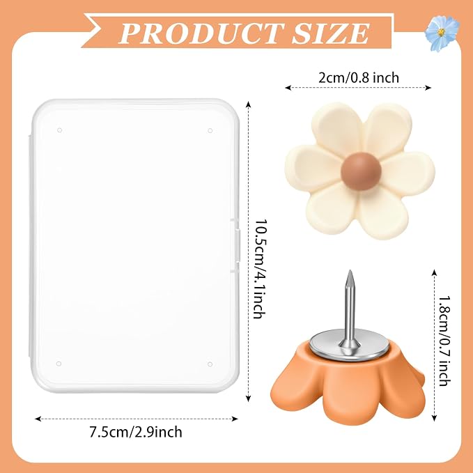 Sawysine 60 Pcs Cute Push Pins Decorative Push Pins Thumb Tacks Colorful Flower - Image 2