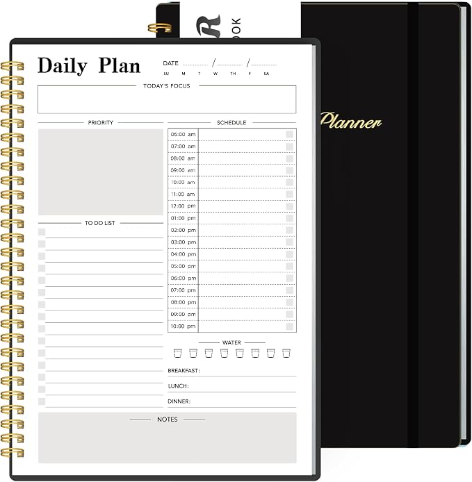 Daily Planner Undated, To-Do List Notebook, 80 Pages | Spiral Appointment by Colgram