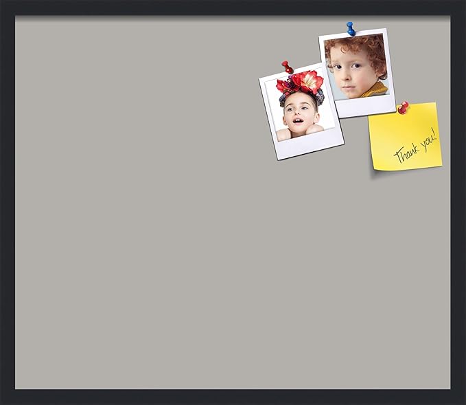 PinPix 28x24 Inch Cork Bulletin Board. This Decorative Framed Pin Board Comes with Dark Stone Design and a Satin Black Frame. Ideal for Home Office Decor or Message Board (PinPix-1808)-DeskLoop Office