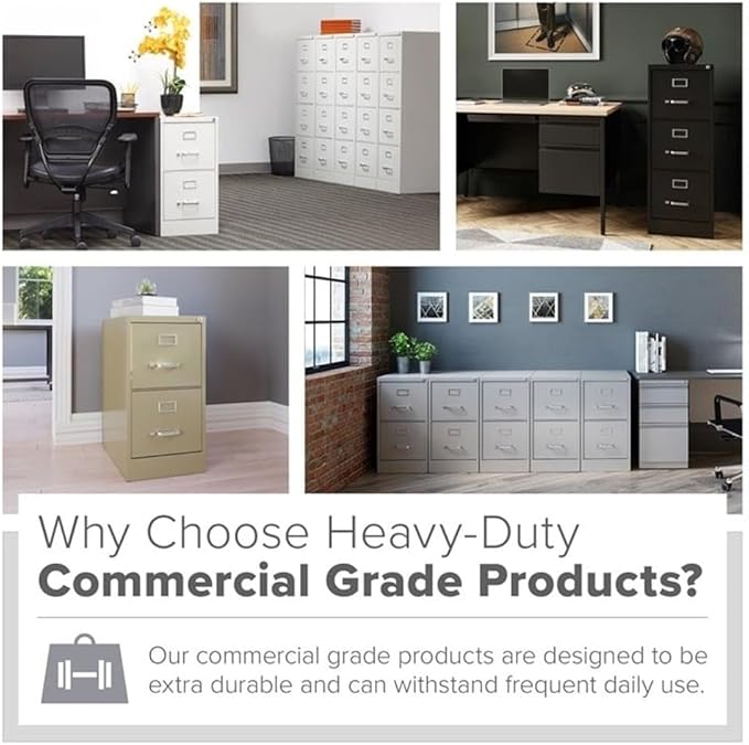 Scranton & Co 4 Drawer Metal Vertical File Cabinet with Lock, 22" Deep, Letter Size, Home/Office, Preassembled, Commercial Grade, Black Finish-DeskLoop Office