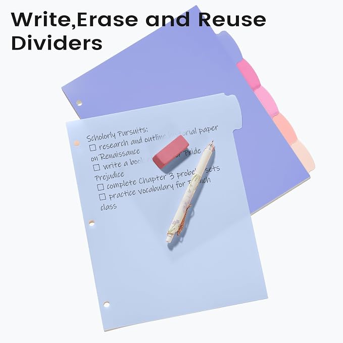Sooez 6-Tab Durable Plastic Write & Erase Big Tab Dividers - Image 4