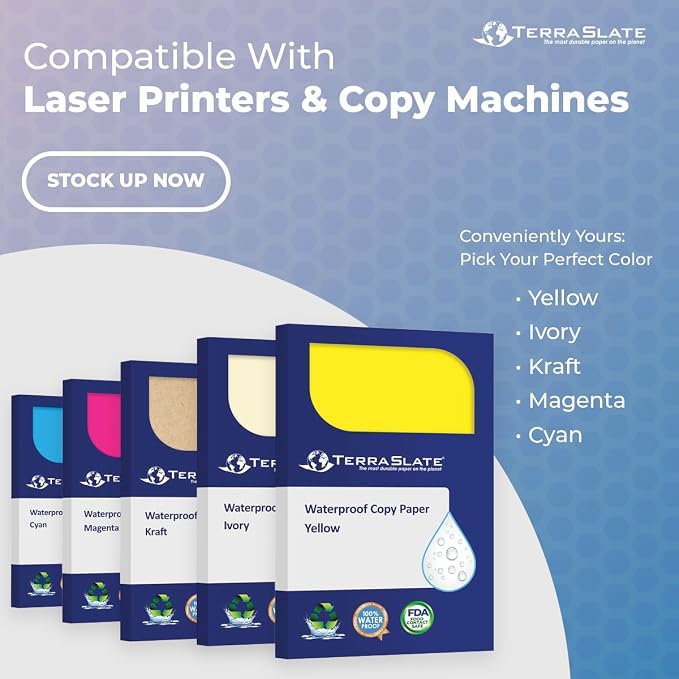 TerraSlate Waterproof Paper, Rip-Proof Colored Paper, 50 Sheets, 5 Mil - Image 2